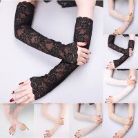 【CW】 Arm Sleeve Fingerless Gloves Elastic Mittens Cover Driving Floral Protection