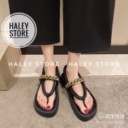 Giày sandal nữ HALEY STORE đế bánh mì quai phồng kẹp đính phối xích mũi