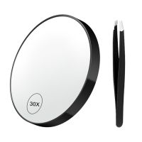 Bathroom Mirror With Tweezers Detachable Suction Cup 30X Magnifying Hand-Held Magnifying Makeup Mirror Bathroom Supplies