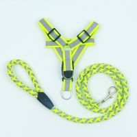 【CW】 Reflective Dog Harness Leash Set Braided Round Rope Large Medium Small Chain Night Out Dogs