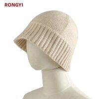 【YD】 RONGYI Cashmere Ladies Hat Color Thick Warm Knit Flat Joker In And