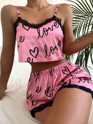 WomenS Shorts Pajama Suit Print Underwear Pijama Sexy Lingerie Camisoles Tanks Nighty Ladies Loungewear Homewear