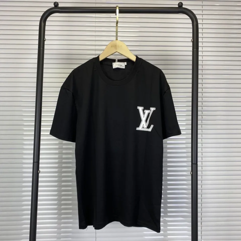 LV Embroidered Logo Print Printed Collar Cotton Tshirt