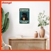 DANGL 12 × 8นิ้วค่ะ ตกแต่งผนังแมวแนวโบราณ อลูมิเนียมอลูมินัม โลหะสำหรับตกแต่ง แมวดำกาแฟป้ายโลหะป้ายครัวตกแต่งผนัง เรโทร โปสเตอร์ศิลปะกาแฟแมวดำ ห้องนอนและห้องนอน