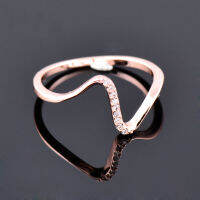 SINLEERY Simple Thin Wave Midi แหวน Cubic Zirconia Rose Gold/ เงินสีเครื่องประดับสำหรับงานแต่งงานของผู้หญิง Jz522