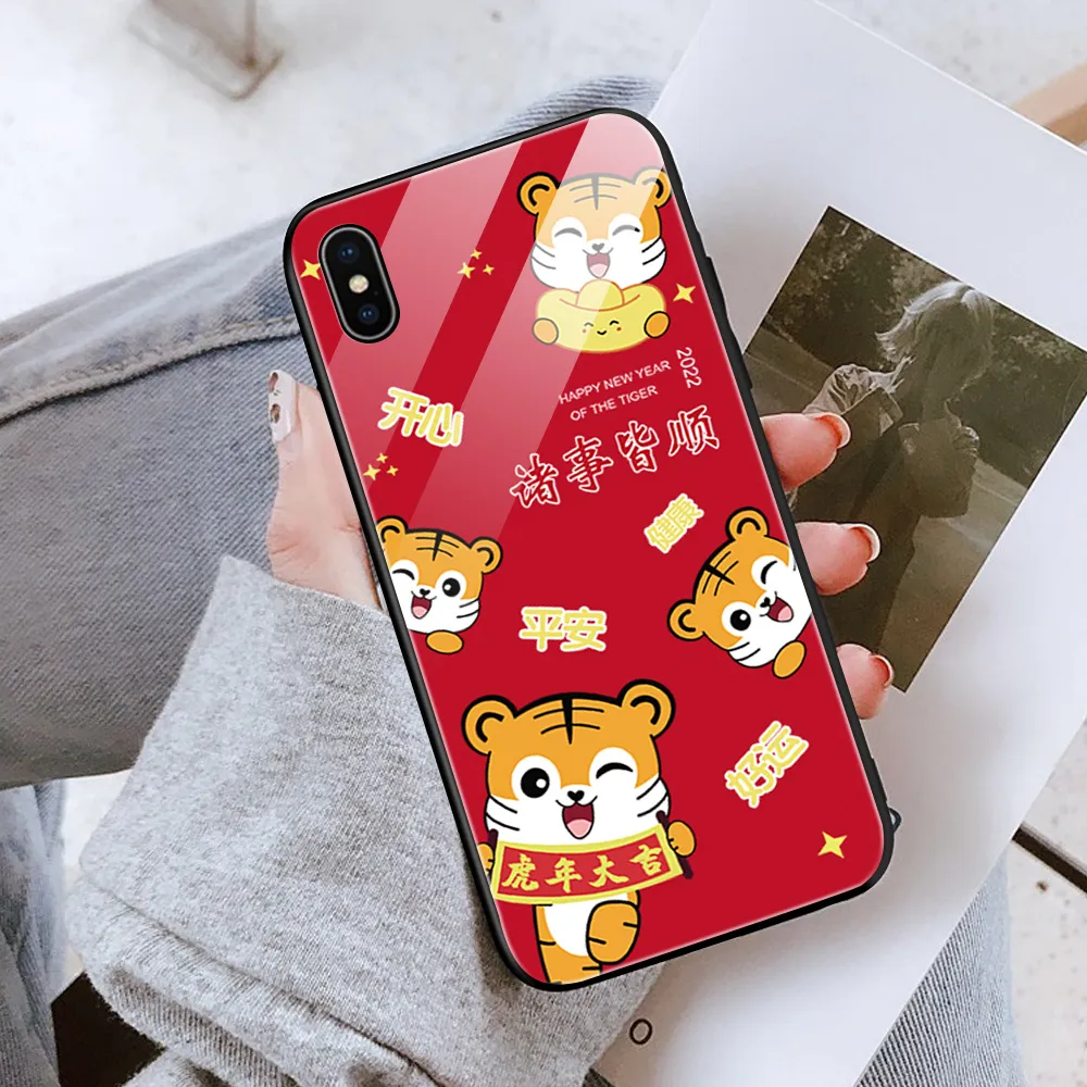 Ucuc Case Casing Hp Samsung Galaxy J2 J3 Prime J2 J3 Pro 16 17 18 Case Cartoon Chinese Traditional Spring Festival Year Of The Tiger Design Shockproof Glossy Tempered Glass Back Cover Case Lazada