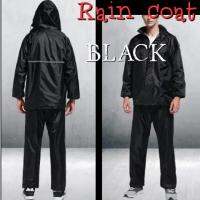 ชุดกันฝนRaincoat99 เสื้อมีหมวกฮู้ดพร้อมกางเกงขนาด Free Sizeและกระเป๋าใส่สำหรับพับเก็บ มีแถบสะท้อนแสงด้านหลังเพื่อความปลอดภัย สำหรับการเดินทางในที่แสงน้อย ชุดกันฝนสำหรับผู้ใหญ่XXXL สีดำ