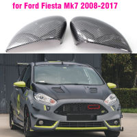 คาร์บอนไฟเบอร์ Bright สีดำด้านข้างกระจกมองหลังสำหรับ Ford Fiesta 7 VII MK7 2010 2011 2012 2013 2014 2015 2016 2017