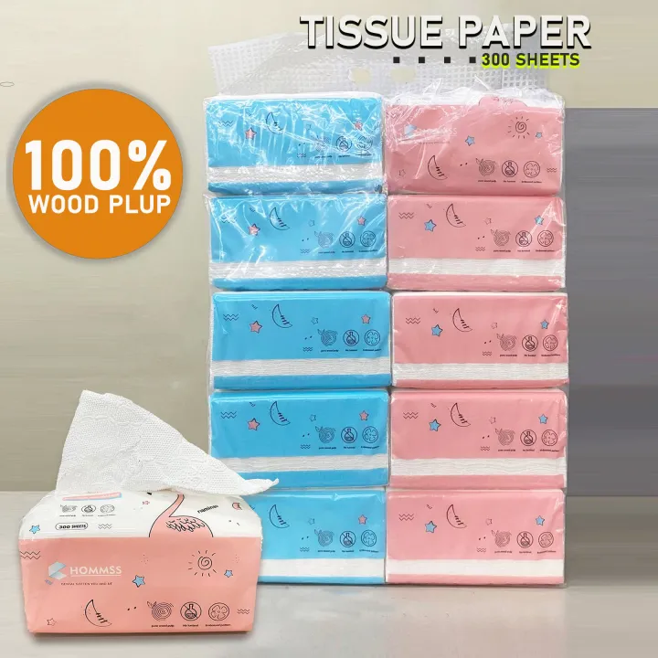FT00411 10PCS/Pack 100 Wood Plup Disposable Facial Tissue 300 Sheets