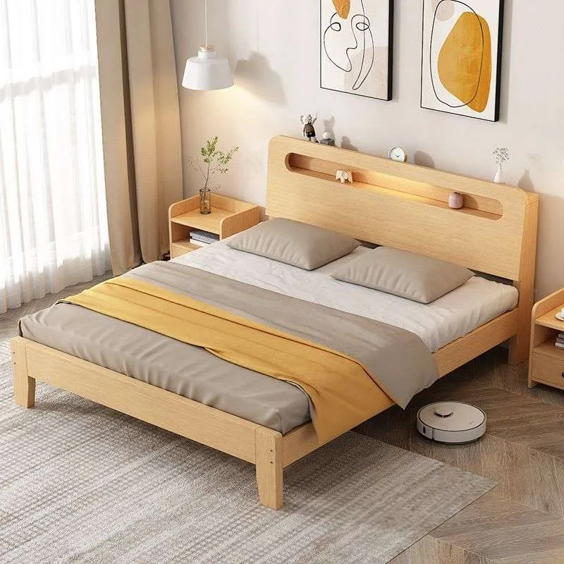 Beautyclub Wooden Single Queen Bed Solid Wood Bed Frame Family Single  Double Bed Thick Solid Wood Bed | Lazada Ph
