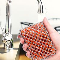 【hot】✽❃  Cast Iron Cleaner Chainmail Scrubber for Skillet Wok Pot Pan Pre-Seasoned BBQ Grill Brus Accessories