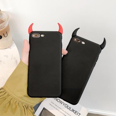 Soft Silicone Horns Demon Cover iPhone 14 12 13 8 7 6 6s X XS XR Cases