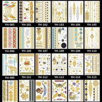 【YF】 Gold Metallic Tattoo Sticker Sun Moon Star Temporary Women Party Body Arm Art Fake Flash Tattoos Girl Bracelet Wrist