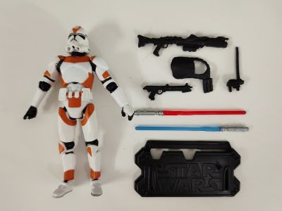 3.75 "SW Republic Orange White Trooper W/Base ตุ๊กตาขยับแขนขาได้หลวม