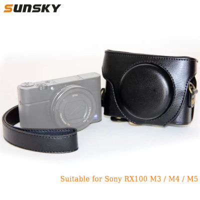 [คลังสินค้าพร้อม] กระเป๋าใส่กล้องถ่ายรูปหนัง PU สไตล์วินเทจพร้อมสายสำหรับ Sony RX100 M3 / M4 / M5