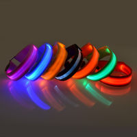 [COD] สีสันสดใส LED ส่องสว่างวงแขนสะท้อนแสงอิเล็กทรอนิกส์กางเกงแถบข้อมือกางเกงไฟเตือนกับคานขี่