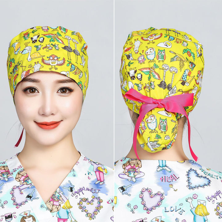 xuchen-หมวกหมวกยางยืดพิมพ์ลายหมวกห้องผ่าตัด-อุปกรณ์ทางการแพทย์ผ้าคอตตอนหมวกผ่าตัดแฟชั่น