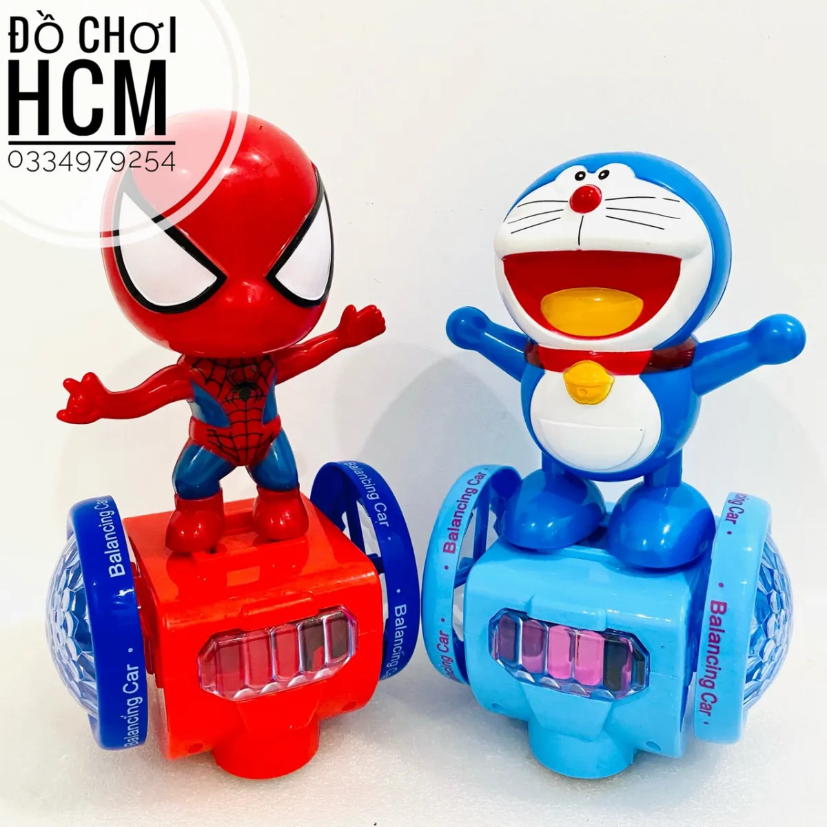 MỚI - NHIỀU MẪU] Đồ chơi siêu nhân nhên Spider man/ Doremon đi xe cân bằng  có đèn nhạc, di chuyển thông minh QF083 