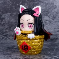 CAILIANG Kimetsu No Yaiba Kamado Nezuko Figure Q Version แมวกวักนำโชค Demon Slayer ของเล่นสำหรับเด็กแฟนๆ10Cm