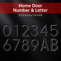 【LZ】☞  4 Inch Big Floating Modern Door Number Letters Black Numbers Address Plaque Sign 0-9 Alloy House Outdoor Door Plaque Number