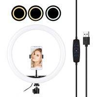 ZZOOI 30cm/12 inch Video LED Ring Lamp selfie Light 5600-8200K Diammable 3 Colors with Phone Clamp Holder for Video Live Streaming