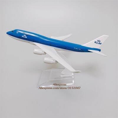 เครื่อง B747อัลลอยด์เนเธอร์แลนด์เครื่องบินแอร์เคแอลเอ็มเครื่องบินจำลอง KLM เครื่องบินโบอิ้ง747เครื่องบินจำลองของขวัญสำหรับเด็ก16ซม.