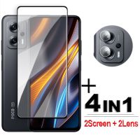 [ร้อนแรง] 4in1สำหรับ POCO X4 GT แก้ว5G สำหรับ POCO X4 GT กระจกเทมเปอร์2.5D ฟิล์มกันรอยป้องกันเต็มพื้นที่ของหน้าจอสำหรับ Xiaomi POCO X4 GT 5G ฟิล์มเลนส์}