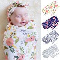 Babes Girls Boys Flower Sleeping Bags with Knot Headband Cocoon Swaddling Wrap Blankets for Newborns Infant Sacks for 0-3 Month