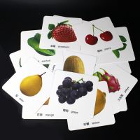 14*14cm English Fruit/Vegetable Words Flashcards Montessori English Learning Montessori Cards Kids Early Educational Memory Toys Flash Cards Flash Car