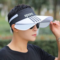 【CW】Big Brim Men Sun Hat Retractable Sun Visor Empty Top Cap Fashion Stripes Magic Tape Adjustable Outdoor Sport Hiking Fishing Hat