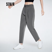 Semir กางเกงลำลองผู้หญิงผ้าม่านสูทกางเกง2023ต้นฤดูใบไม้ร่วงใหม่ G Irls กางเกงเรียวพร็อพสีดำJH