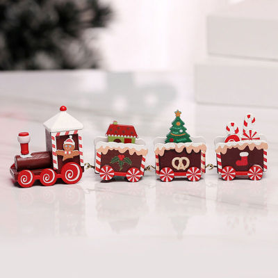 รถไฟขบวนตกแต่งคริสต์มาสพร้อมของขวัญของตกแต่งรถไฟขนาดเล็กตุ๊กตามนุษย์หิมะสำหรับวันเกิดวันคริสต์มาส