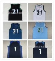 ☍❆◐ Timberwolves 21 Garnett GARNETT retro mesh embroidery jersey