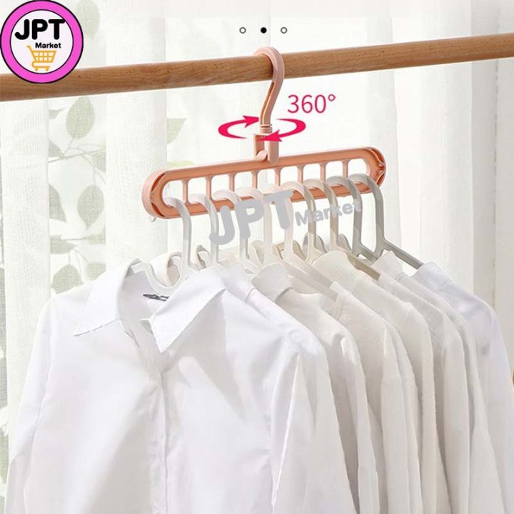 jpt-market-ไม้เเขวนเสื้อ-ไม้แขวนเสื้อ-9-ช่อง-ไม้แขวนจัดระเบียบ-ไม้เเขวนประหยัดพื้นที่-ไม้แขวนเสื้อหนา-ไม่หักรับน้ำหนักได้เยอะ