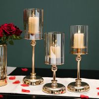 Luxury Classic Metal Candle Holders Vintage Golden Candlestick Home Decoration for Wedding Candelabra Crystal Candle Holder