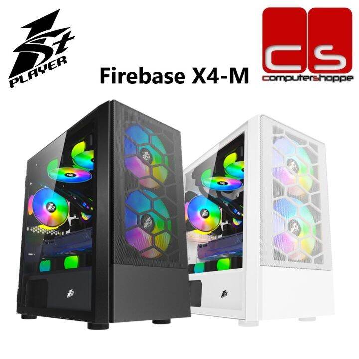 1stPlayer Firebase X4-M Micro-ATX Gaming Case with Build-in 3 ARGB Fan ...