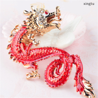 ?[xingtu] 1PC มังกรพวงกุญแจโซ่ผู้ถือจำลองมุกคริสตัลสัตว์พวงกุญแจ