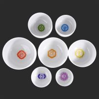 C D E F G A B 432hz 1PC 8 inch Base Chakra Pattern Frosted Quartz Crystal Singing Bowl for Sound Healing