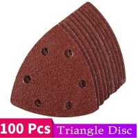 100PCS Triangle Sandpaper - 90mm 6 Holes Delta Sander Hook Loop Sanding Disc Abrasive Tools for Sanding Grit 40-400