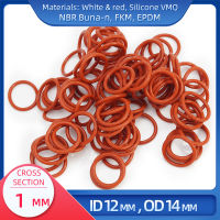 O Ring CS 1mm ID 12mm OD 14mm วัสดุพร้อมซิลิโคน VMQ NBR FKM EPDM ORing Seal Gasket-Lusjeh