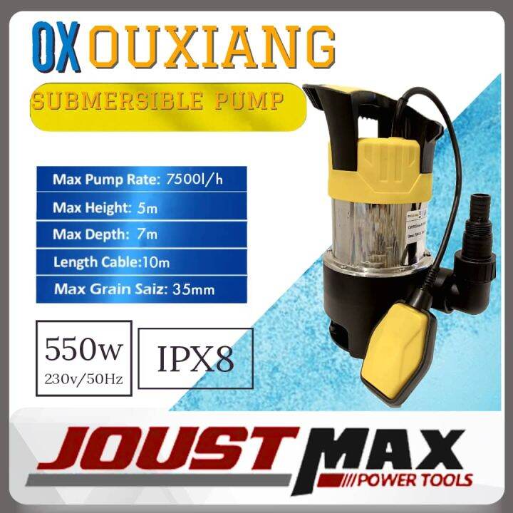 OXOUXIANG 550w Submersible Water Pump Drainage Pump IPX8 Waterproof
