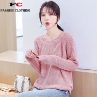 FC The new autumn coat Korean version is different, loose womens outer wear chenille sweater, knitted bottoming shirt