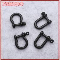 TIINSOO สแตนเลส ขั้วต่อสกรู หัวเข็มขัด กลางแจ้ง Solid Carabiner D Bow Staples ตะขอพวงกุญแจ พวงกุญแจ