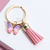 Cute Creative Enamel Butterfly Keychain Insects Car Key Rings Women Bag Accessories Tassels Pendent Charm Jewelry Gifts