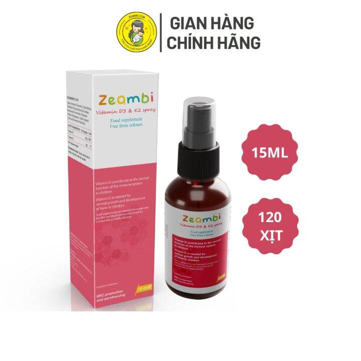 Vitamin D3K2 Zeambi Dạng Xịt, Vitamin D3 Zeambi Thêm Vitamin K2 Nhập