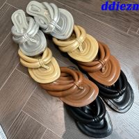 Hot sell Flip Flops Slippers Slides For Women 2023 Luxury Summer Outdoor Beach Fashion Metal Chain Slippers Female Flats Ladies Shoes