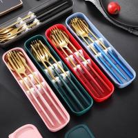 Flatware Kit Stainless Steel	Korean Style Dinnerware Set Dust-proof Rust-proof Heat-resistant	Cutlery Kit For Canteen/Travel Flatware Sets