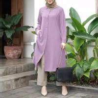 Islamic Clothing Fashion Buttons Down Solid Long Blouse ZANZEA Women Full Sleeved Muslim Blouse Tops Kaftan Casual Solid Blusas