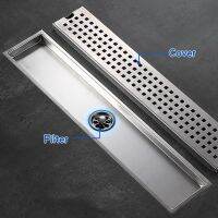 304 Stainless Steel Floor Drain Rectangle Grid Bathroom Shower Long Plate Drainage Linear Floor Drains Cover 30 50 40 20 cm Traps  Drains