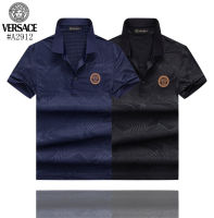 Versaces เสื้อเชิ้ตเสื้อโปโลแขนสั้นลำลองสำหรับธุรกิจแฟชั่น,เสื้อสีล้วนระบายอากาศผู้ชายแขนสั้นคุณภาพสูงและใหม่ฤดูร้อนของผู้ชายเสื้อผ้าฝ้าย